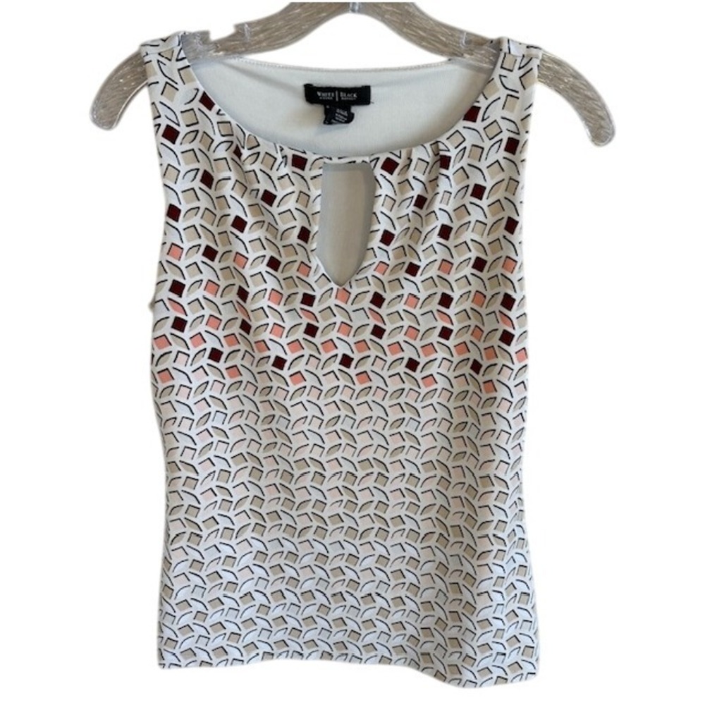White House Black Market Women's Keyhole Neck Geometric Print Tank‎ Top XS